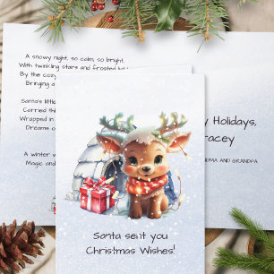 Poem Rhyme Cute Reindeer Snowflakes Kids Christmas Holiday Card