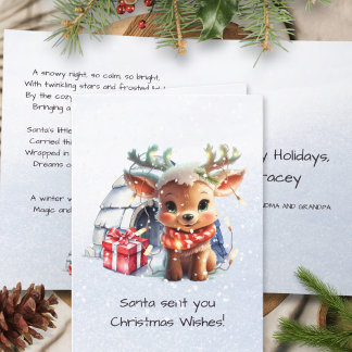 Poem Rhyme Cute Reindeer Snowflakes Kids Christmas Holiday Card