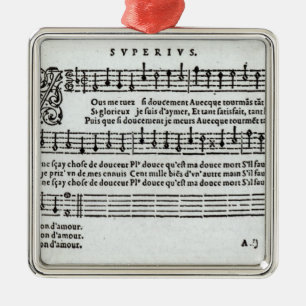 Poem to music by Jean Antoine de Baif Metal Ornament