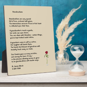 Poem w/rose for Grandmothers on 8x10 plaque