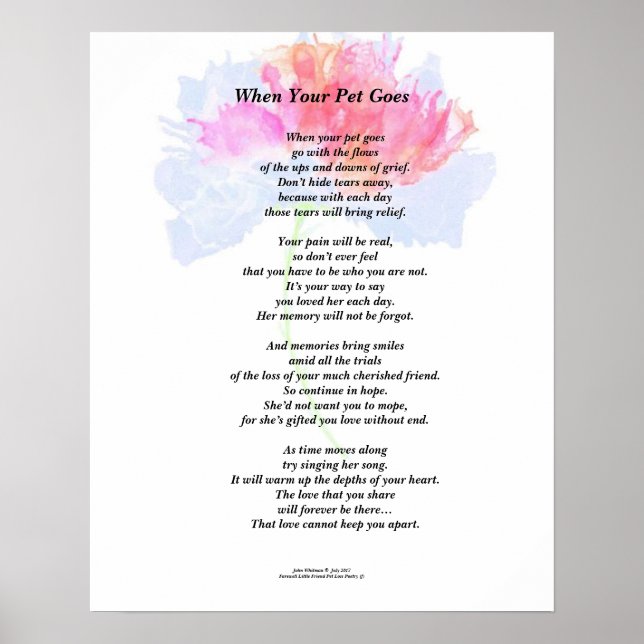Poem: "When Your Pet Goes" (Female) Matte Poster (Front)
