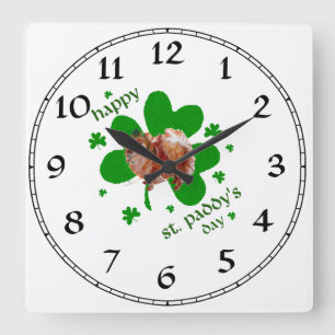 Poeranian St Patrick's Day Square Wall Clock