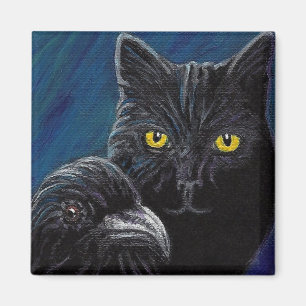 Poe's Cat & Raven Magnet