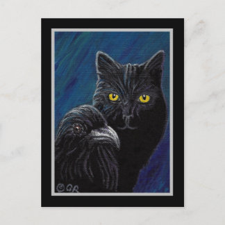 Poe's Cat & Raven Postcard