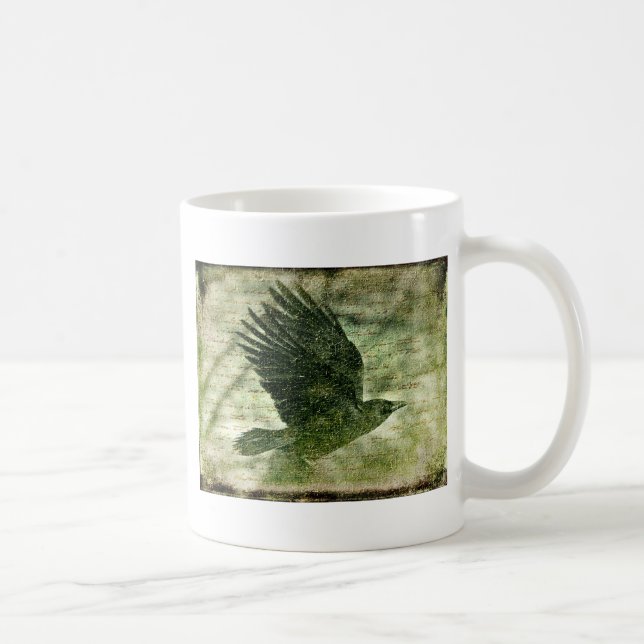 Poe's Grunge Raven Coffee Mug (Right)