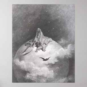 Poe's Raven Dreaming Dreams Print