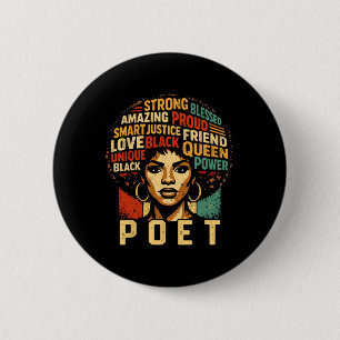 Poet Black History Month Powerful Black Pride Art 6 Cm Round Badge