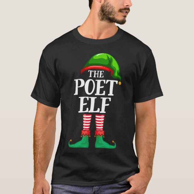 Poet Elf Matching Family Christmas Party Pajama T-Shirt (Front)