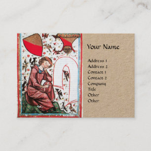 POET IN THE GARDEN OF BIRDS Mediaeval Kraft Paper Business Card