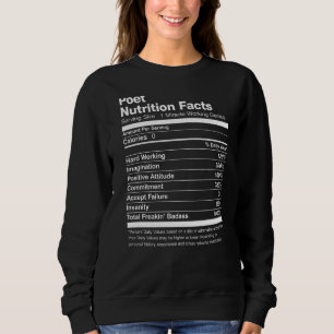 Poet Nutrition Facts Funny Sweatshirt
