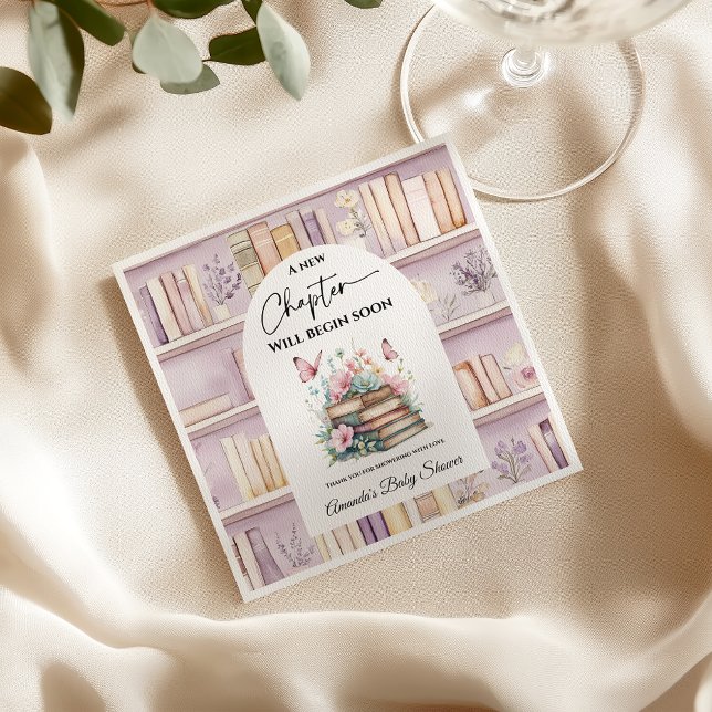 Poetcore New Chapter Pink Girl Book Baby Shower Napkin (Creator Uploaded)