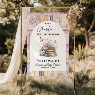 Poetcore New Chapter Pink Girl Book Baby Shower Poster