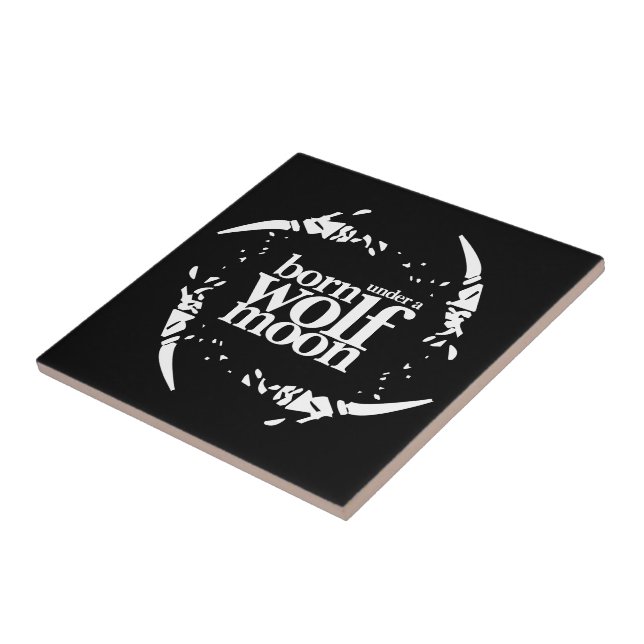 Poetic Born Under a Wolf Moon Claws Ceramic Tile (Side)