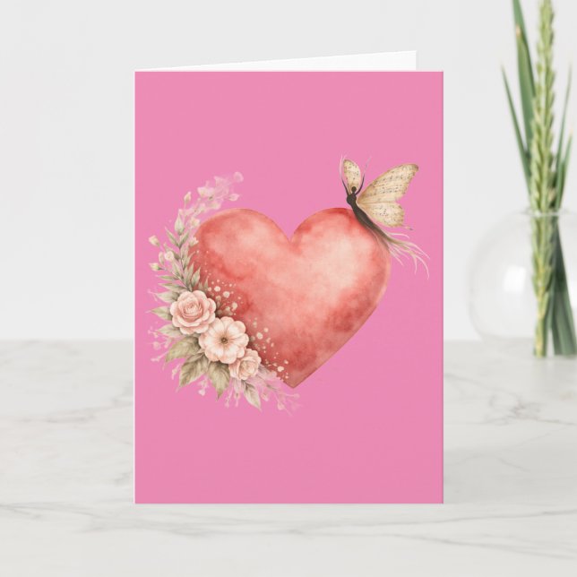 Poetic Butterfly Form - Heart Folded Greeting Card (Front)