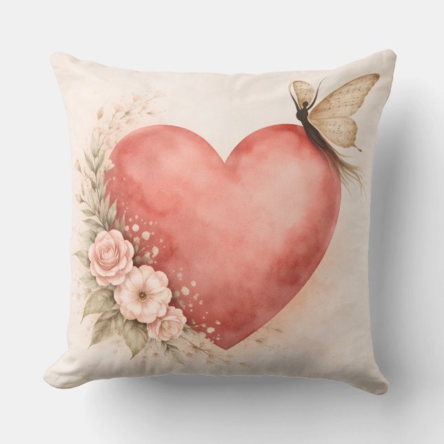 Poetic Butterfly Form - Heart Square Cushion (Front)