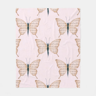 Poetic Butterfly Form Pink Fleece Blanket