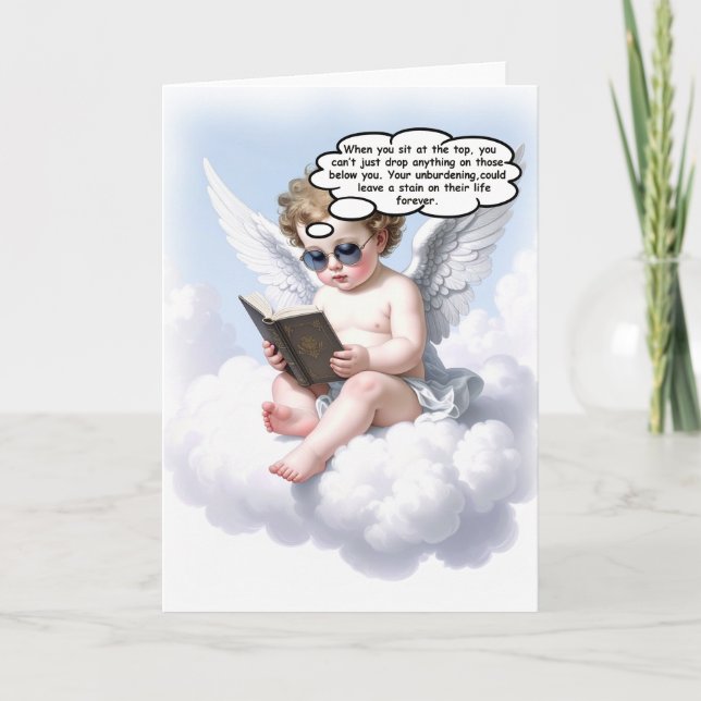 Poetic Cherub Wisdom Greeting Card (Front)