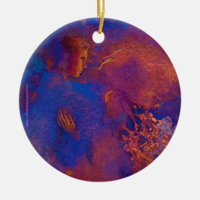 Poetic lovers pendant ceramic ornament (Front)