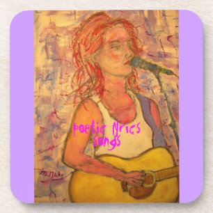 poetic lyrics & song girl art coaster