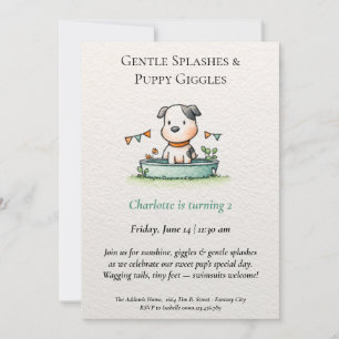 Poetic & Minimalist Puppy Pool Party Invitation