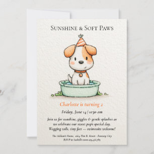 Poetic & Minimalist Puppy Pool Party Invitation