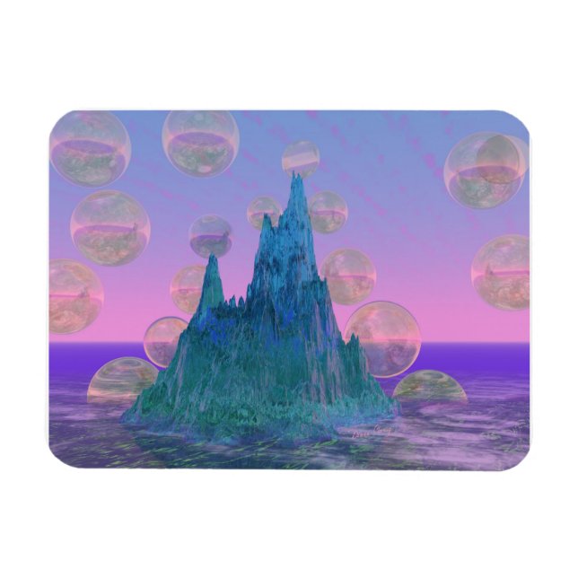 Poetic Mountain, Abstract Magic Teal Pink Magnet (Horizontal)