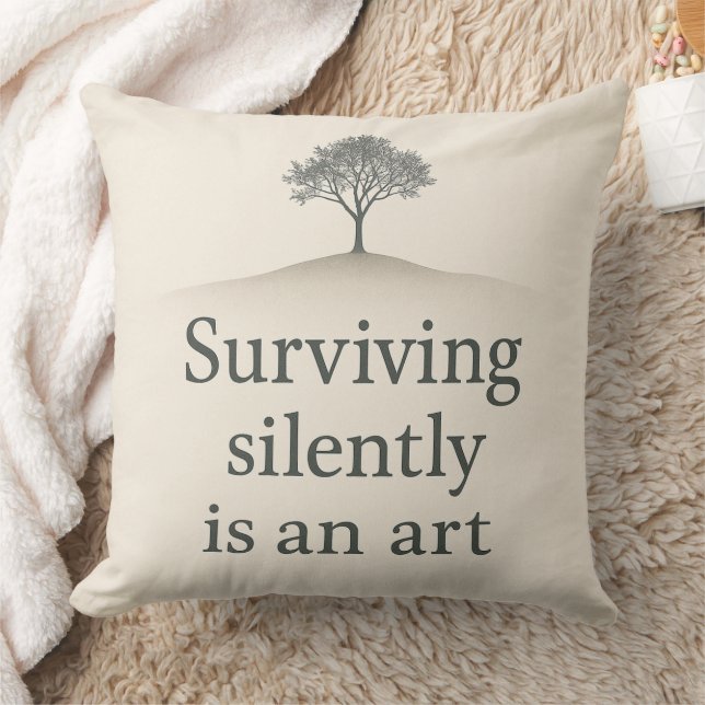 Poetic Quote Throw Pillow – "Surviving Silently  (Blanket)