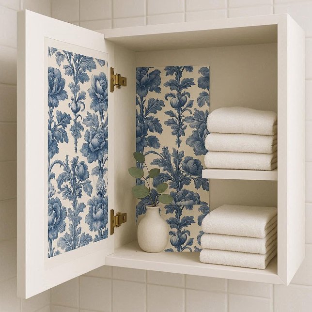 Poetic Roses French Toile Floral Blue Historic  Tissue Paper (Poetic Roses French Toile Floral Blue Historic Tissue Paper)