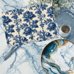 Poetic Roses French Toile Floral Blue Historic  Tissue Paper