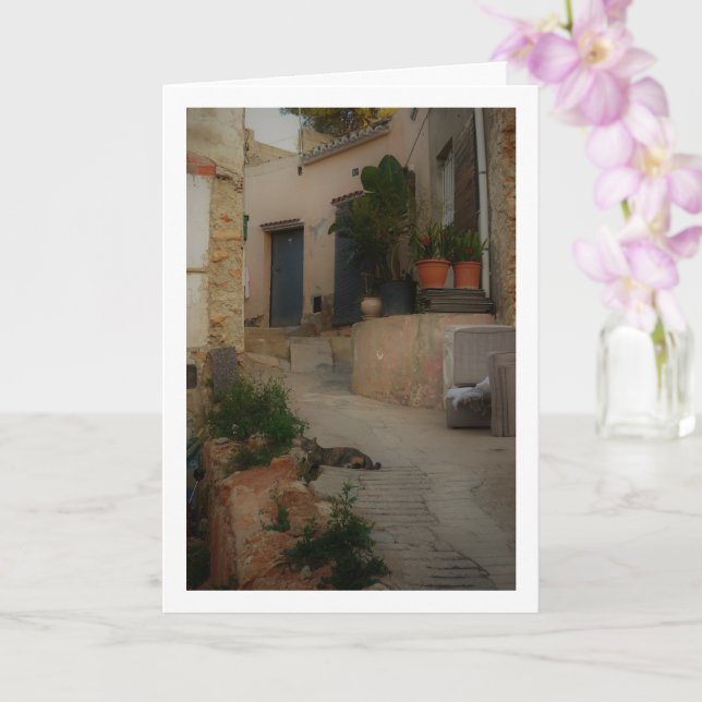 Poetic Scene of a Street in Lliria, Valencia Card (Orchid)