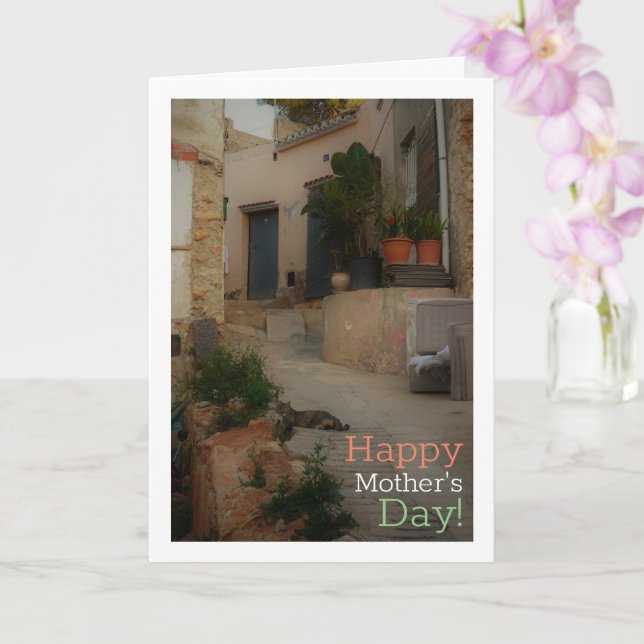 Poetic Scene of a Street in Lliria, Valencia Card (Orchid)