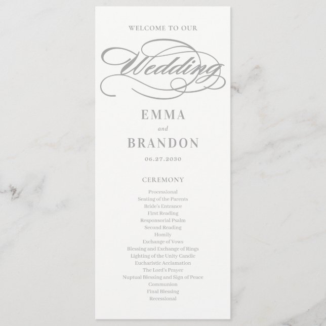 Poetic Script EDITABLE COLOR Wedding Program (Front)