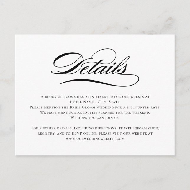 Poetic Script Editable Colour Enclosure Card (Front)