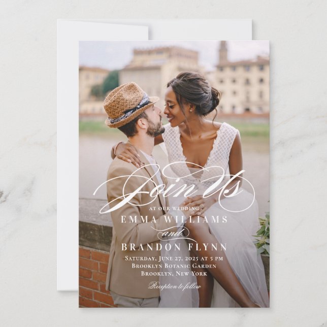 Poetic Script Photo Wedding Invitation PSC (Front)