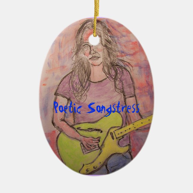 Poetic Songstress Ceramic Tree Decoration (Front)