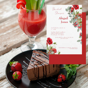 Poetic Vibrance Red Floral Bridal Shower Invitation