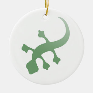 Poetica Gecko in Green Ceramic Tree Decoration