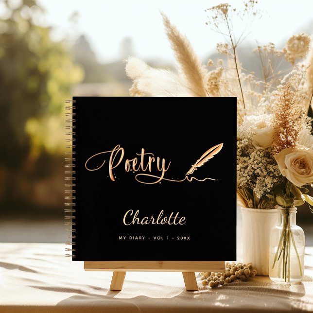 Poetry black gold elegant script name notebook (Creator Uploaded)