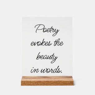 Poetry Evokes Acrylic Sign