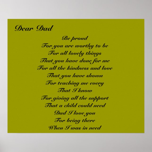 Poetry for dad father's day tribute poster (Front)