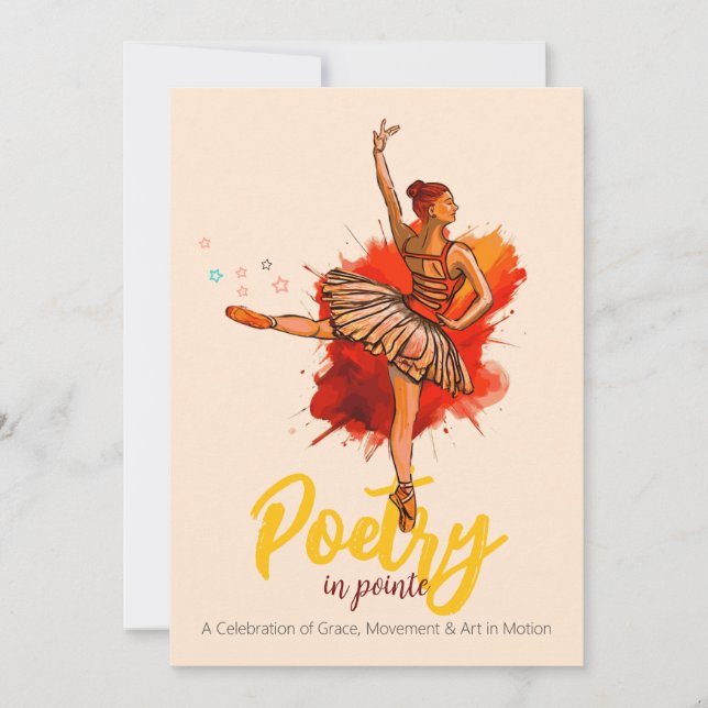 Poetry in Pointe | Ballet Recital Performance Invi Invitation (Front)