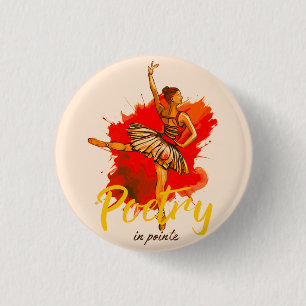 Poetry in Pointe – Elegant Ballerina Art for Dance 3 Cm Round Badge