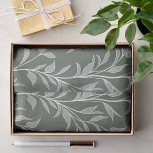 Poetry of Leaves Monochrome Forest Botanical Tissue Paper