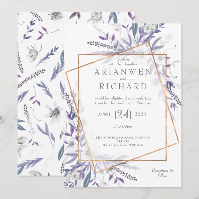 Poets garden geometric invitation (Front/Back)