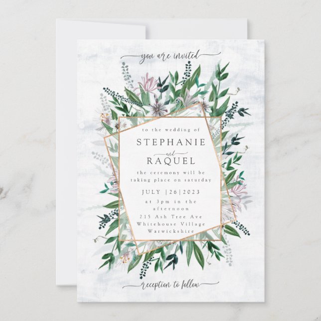 Poets Garden Wild Flower watercolour floral bouque Invitation (Front)