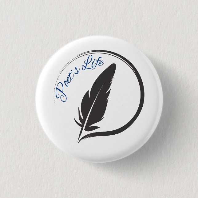 Poet's Life Quill Logo Round Button Pin (Front)