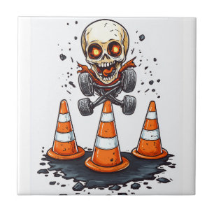 Pogo Bones � Crazy Skeleton on the Move Ceramic Tile