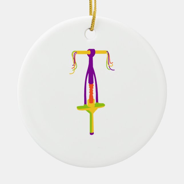 Pogo Stick Ceramic Ornament (Front)