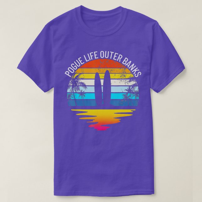 Pogue Life Outer Banks Retro Sunset Surfing OBX Po T-Shirt (Design Front)