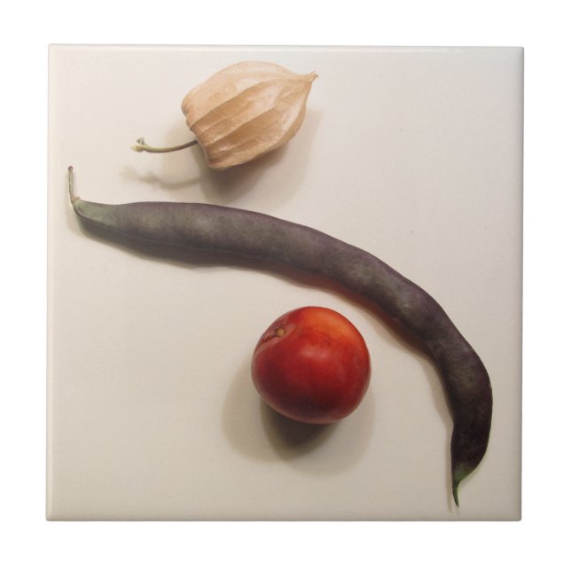 poha, bean and plum ceramic tile (Front)